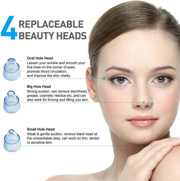 5 Suction Levels, USB Rechargeable Blackhead Remover | 5 مستويات شفط، مزيل رؤوس سوداء قابل لإعادة الشحن عبر USB