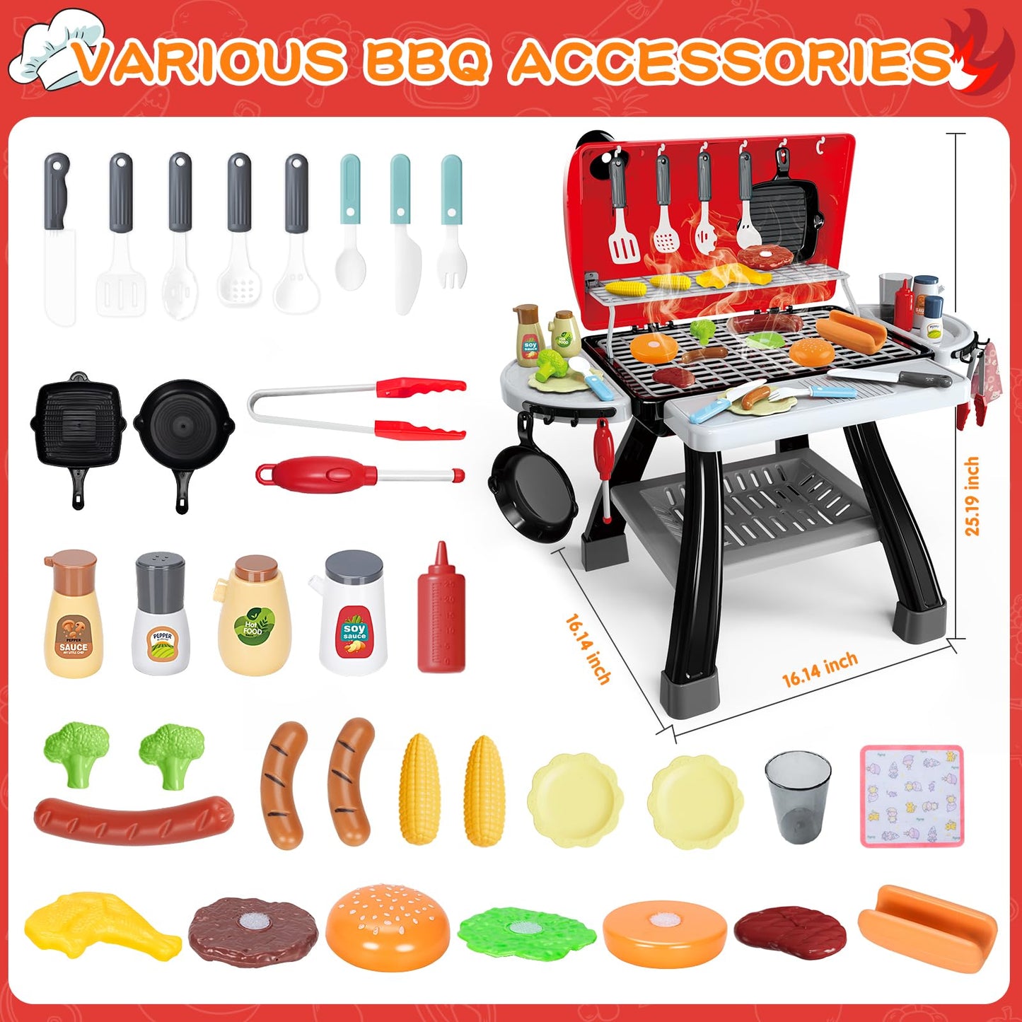 🍔 Kids BBQ Play Set | Realistic Pretend Grill Toy | Safe & Fun Role-Play Kit