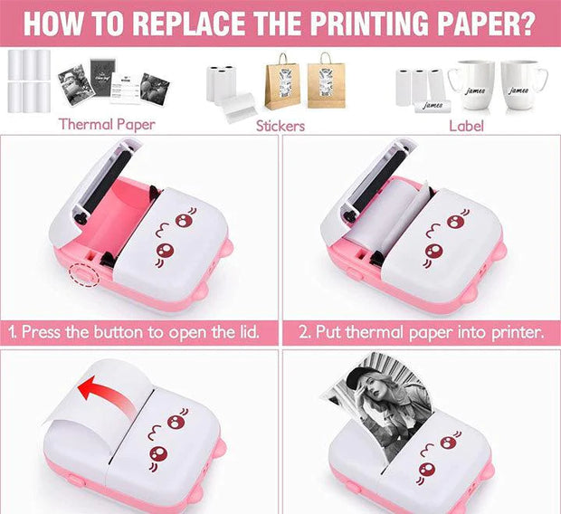 🖨️ Portable Mini Pocket Printer | Bluetooth Thermal Printer | Ink-Free & Rechargeable
