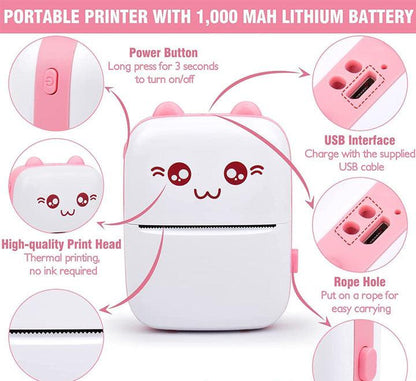 Portable Mini Pocket Printer طابعة بلوتوث لاسلكية للصور والملصقات والملاحظات  وصف المنتج
