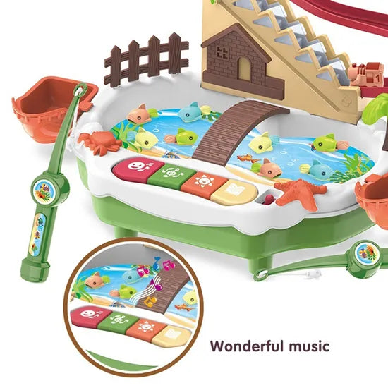 🎣 Kids Magnetic Fishing Game Set | Interactive Rotating Board with Fish & Dinosaurs