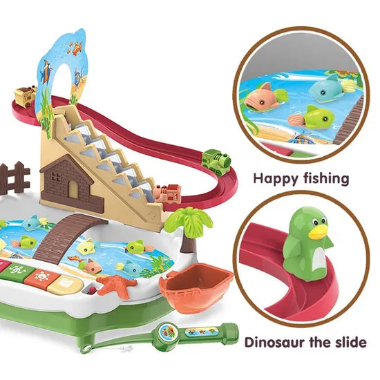 🎣 Kids Magnetic Fishing Game Set | Interactive Rotating Board with Fish & Dinosaurs