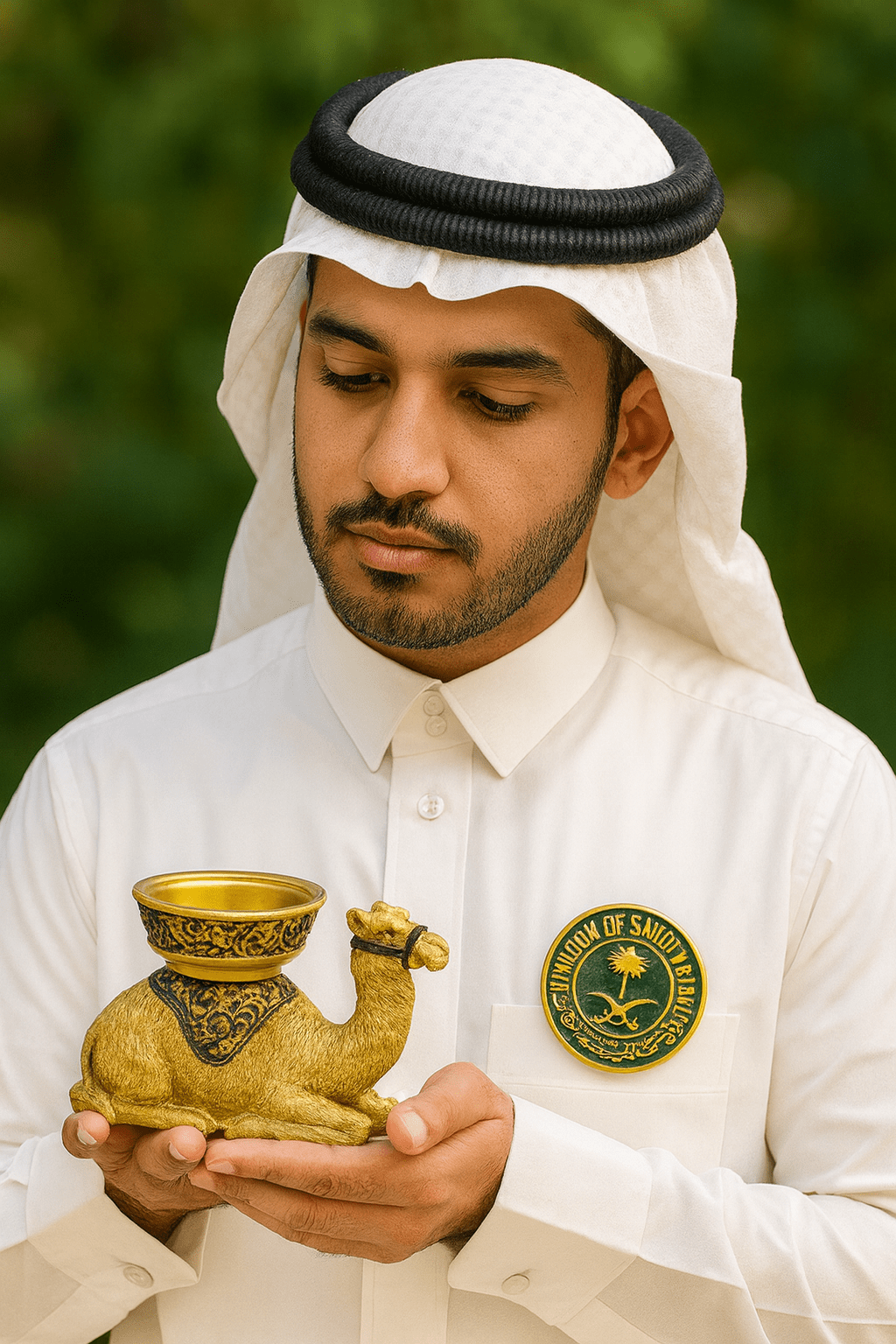 7-in-1 Gift Set Saudi National Day Celebration Bundle (Burner, Holder, Pins, Sashes, Badge, Cap & LED Dome)