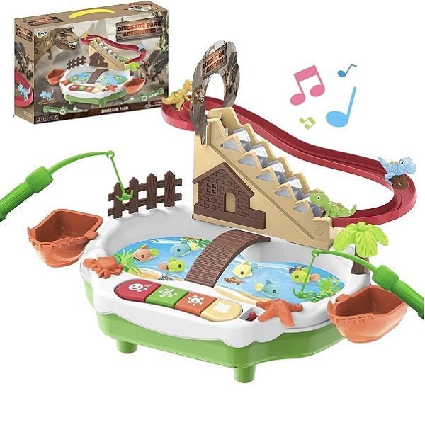 🎣 Kids Magnetic Fishing Game Set | Interactive Rotating Board with Fish & Dinosaurs