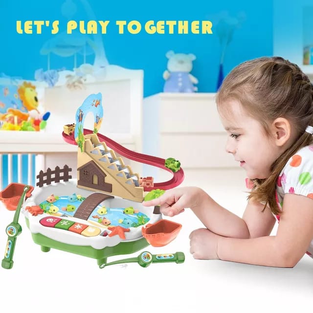 🎣 Kids Magnetic Fishing Game Set | Interactive Rotating Board with Fish & Dinosaurs