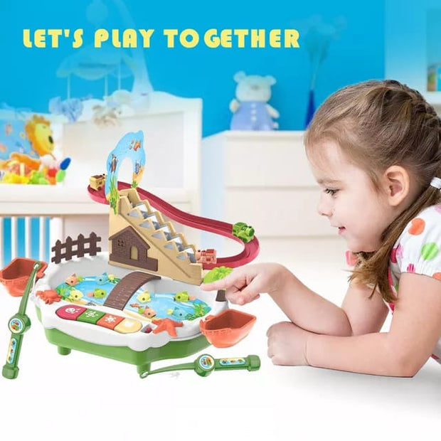 🎣 Kids Magnetic Fishing Game Set | Interactive Rotating Board with Fish & Dinosaurs
