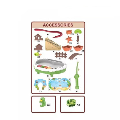 🎣 Kids Magnetic Fishing Game Set | Interactive Rotating Board with Fish & Dinosaurs