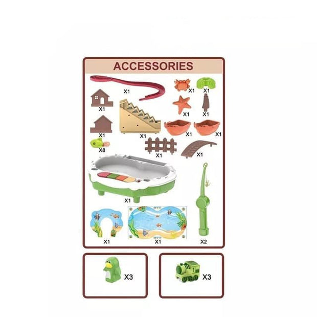 🎣 Kids Magnetic Fishing Game Set | Interactive Rotating Board with Fish & Dinosaurs