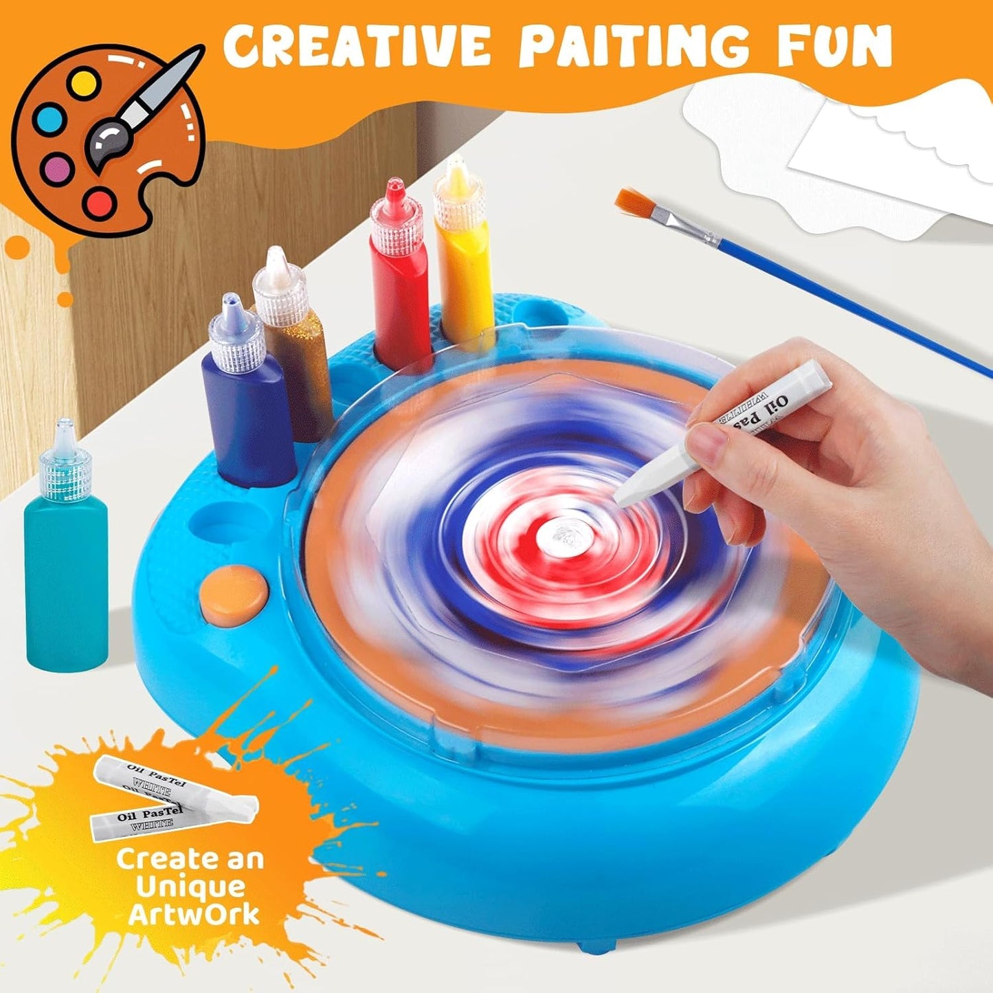 🎨 Kids Spin Art Machine | Creative Painting Kit with Washable Colors | Educational & Fun