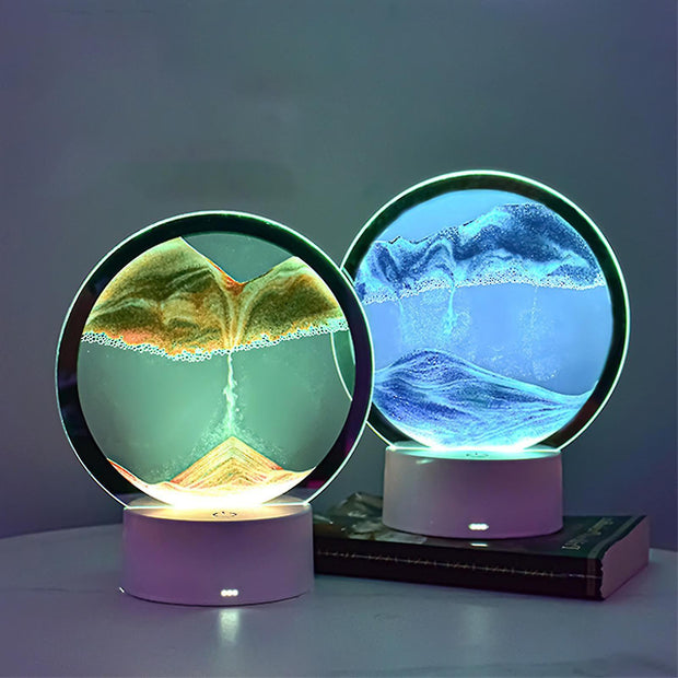 Sand Painting Table Lamp LED RGB Sandscape Lamp 3D Colorful Moving Home Decor