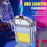 Gift Flashlight Lighter USB Rechargeable Lighter Waterproof, Double Arc Lighter Outdoor Camping Lighting Tool,Luminous